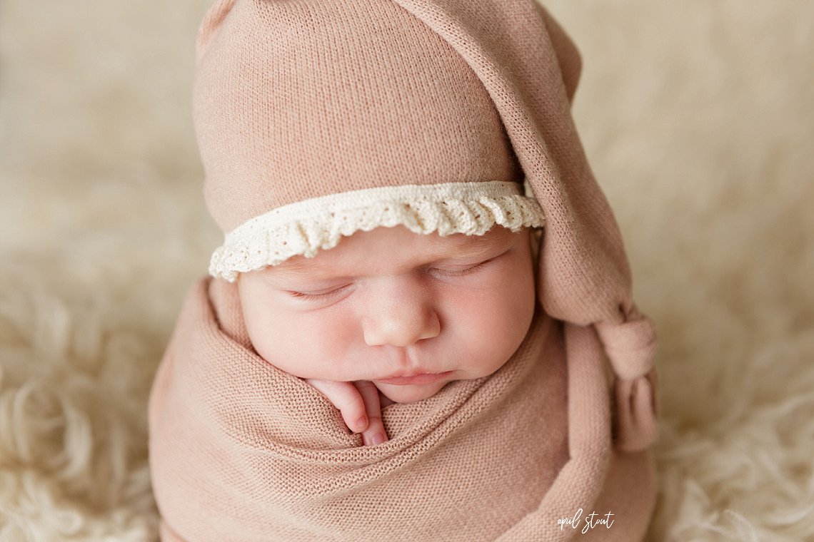neutral baby girl photography session newborn April Stout Oklahoma