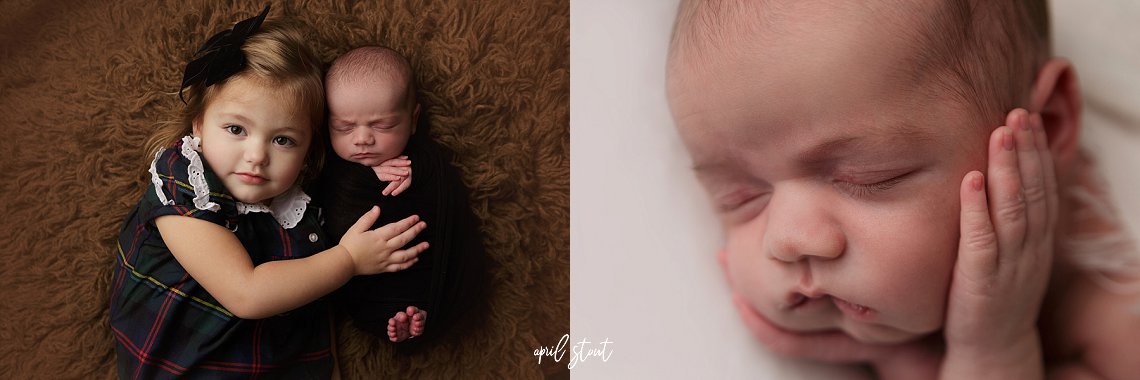 Jenks newborn photographer April Stout takes pictures of new baby boy and big sister